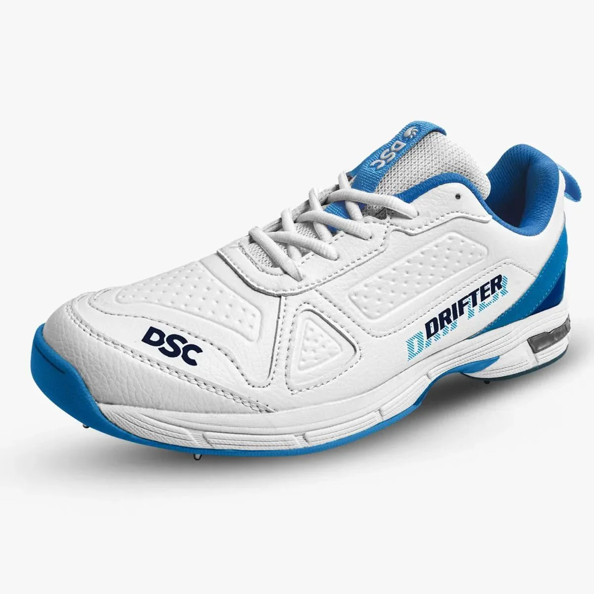 DSC Drifter Cricket Shoes/ Metal Spikes (White/Blue) - Image 3
