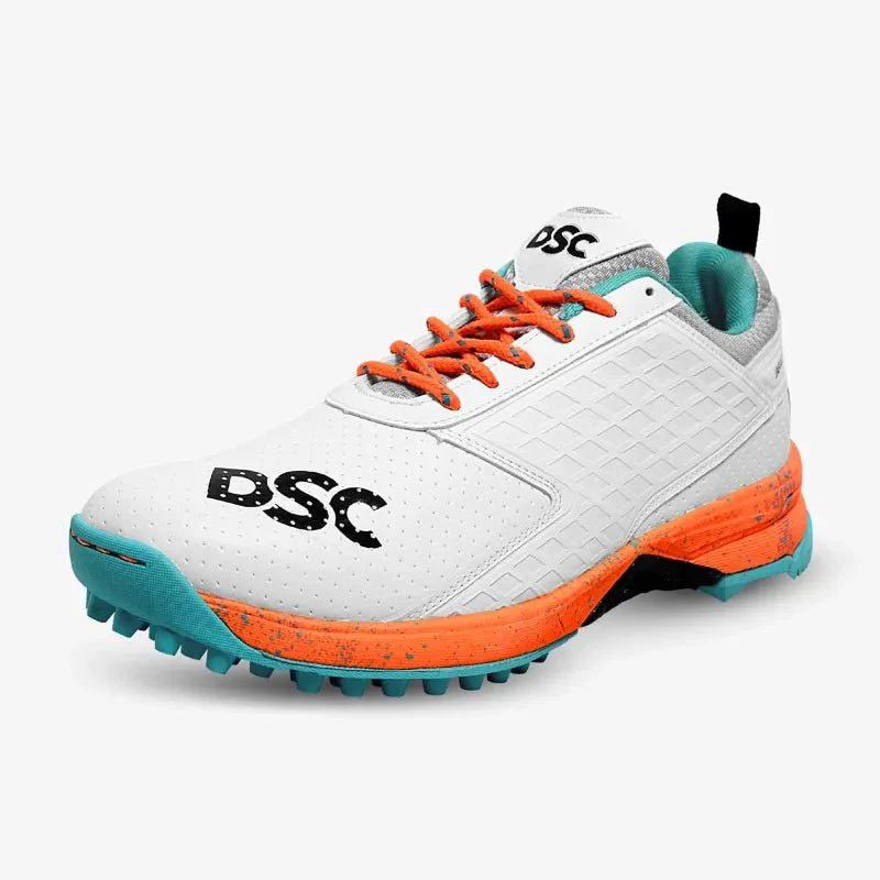 DSC Jaffa 22 Cricket Shoes - Rubber Spilkes - White/Orange - Image 3