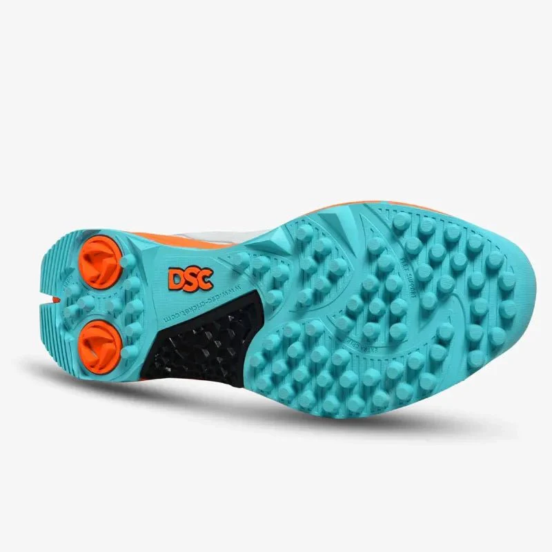 DSC Jaffa 22 Cricket Shoes - Rubber Spilkes - White/Orange - Image 4