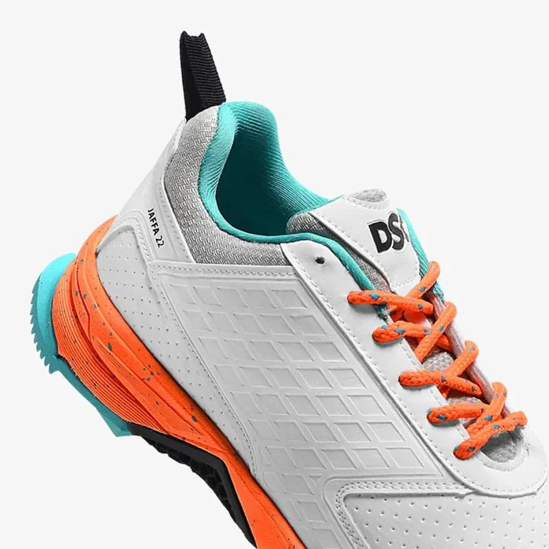 DSC Jaffa 22 Cricket Shoes - Rubber Spilkes - White/Orange - Image 6
