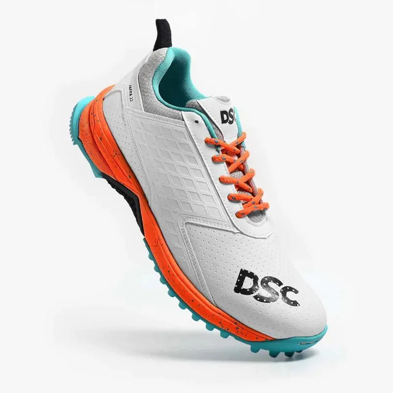 DSC Jaffa 22 Cricket Shoes - Rubber Spilkes - White/Orange - Image 7