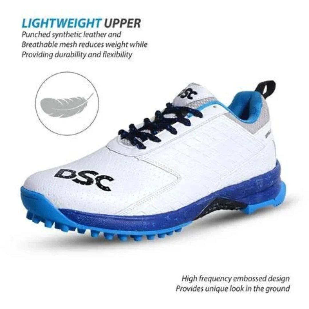 DSC Jaffa 22 Rubber Spike Cricket Shoes - White/Navy - Image 3