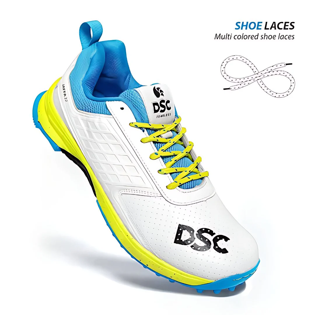 DSC Jaffa 22 Rubber Spike Cricket Shoes - White/Yellow - Image 3