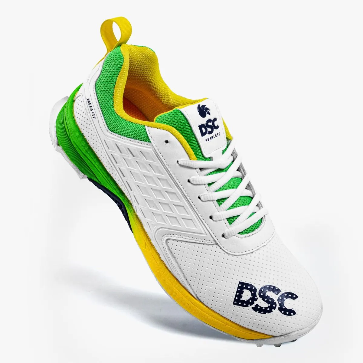 DSC Jaffa GT Cricket Shoes (Green/Yellow/White) - Image 3