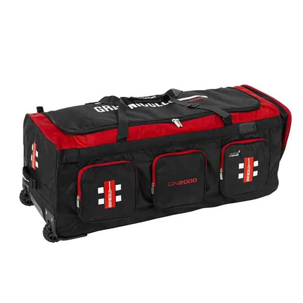Gray Nicolls GN 2000 Cricket Kit Bag 2025-26 – Wheelie – Large (Red/Black)