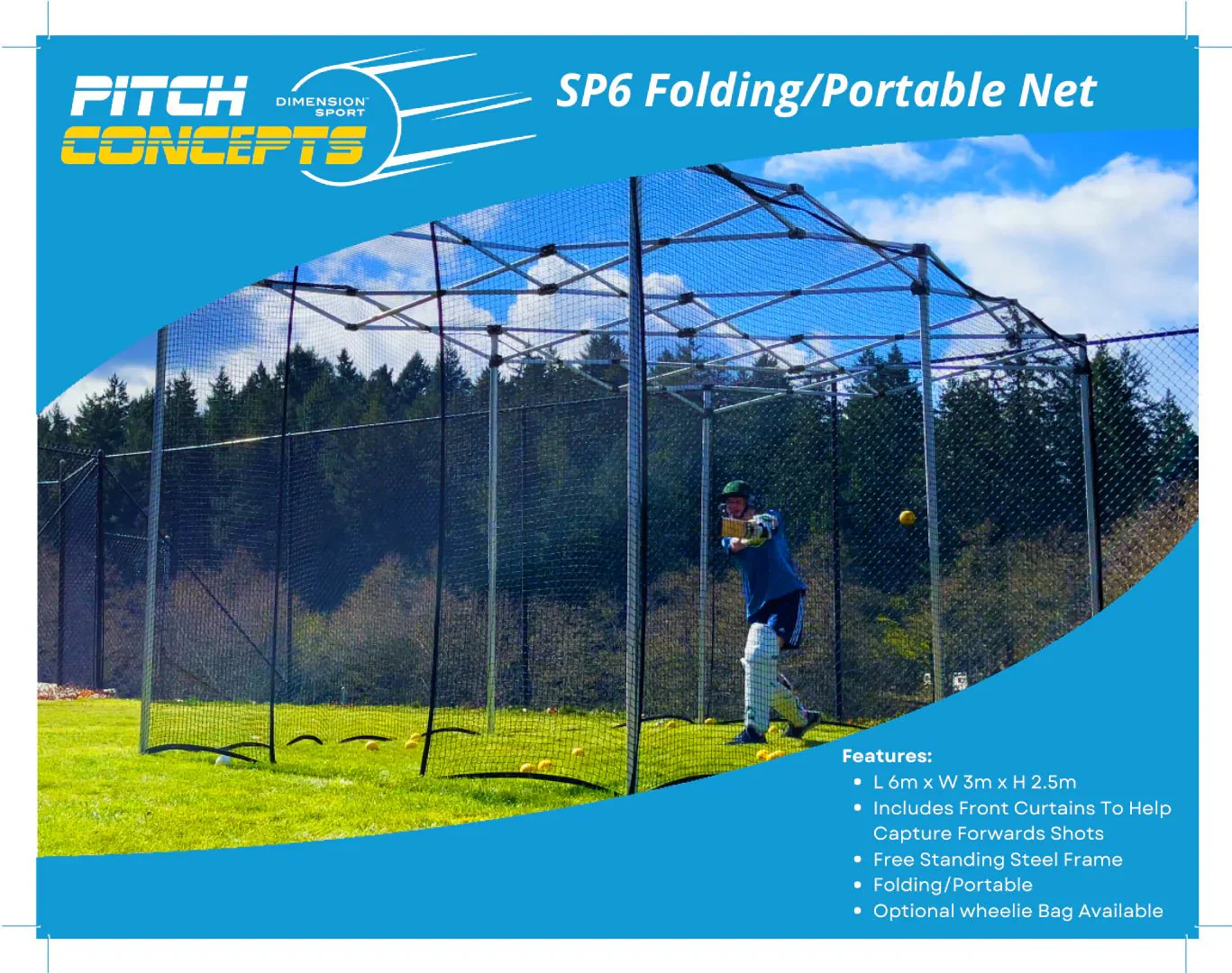 Pitch Concepts SP6 Folding/Portable Cricket Batting Net/Backyard Cricket Net - Image 3