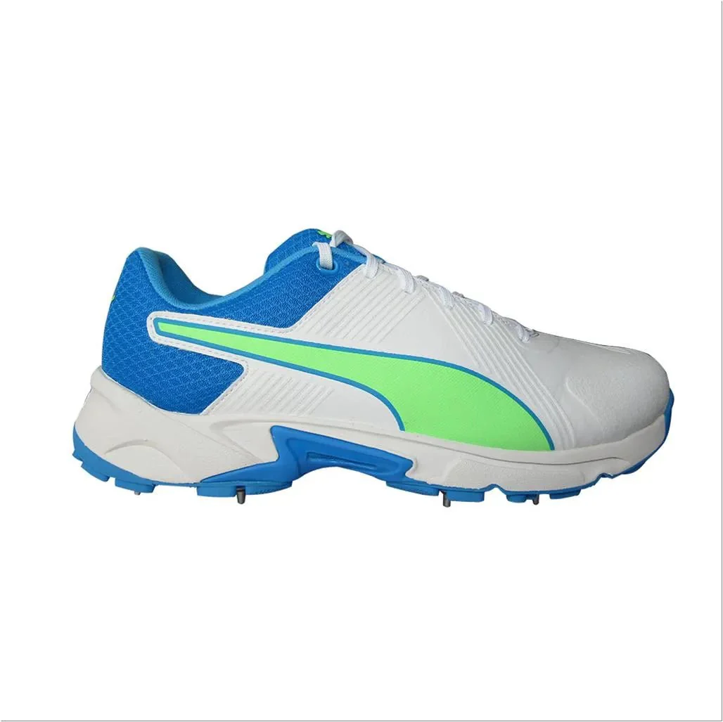 Puma 19.2 Spike Cricket Shoes Puma White Nrgy Blue Green - Image 2