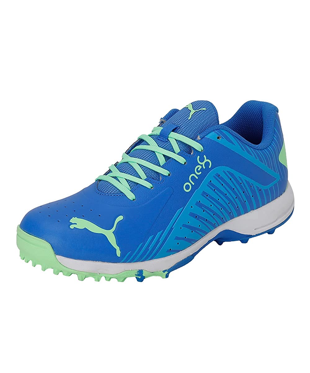 PUMA 22 FH Rubber Unisex Cricket Shoes - Bluemazing Elektro-Green White - Image 5