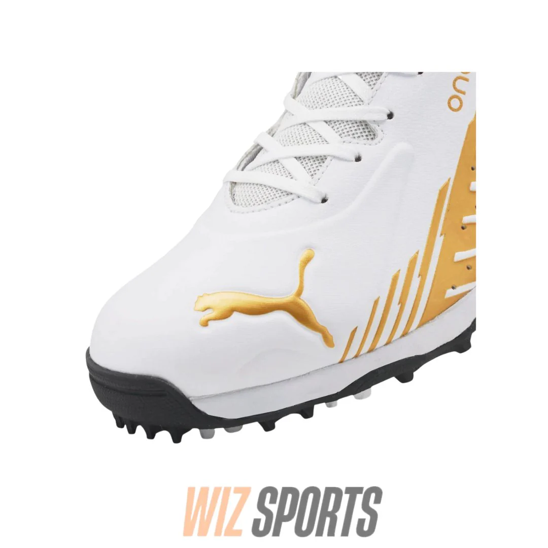 PUMA 22 FH White Gold Rubber Men's Cricket Shoes - Image 7