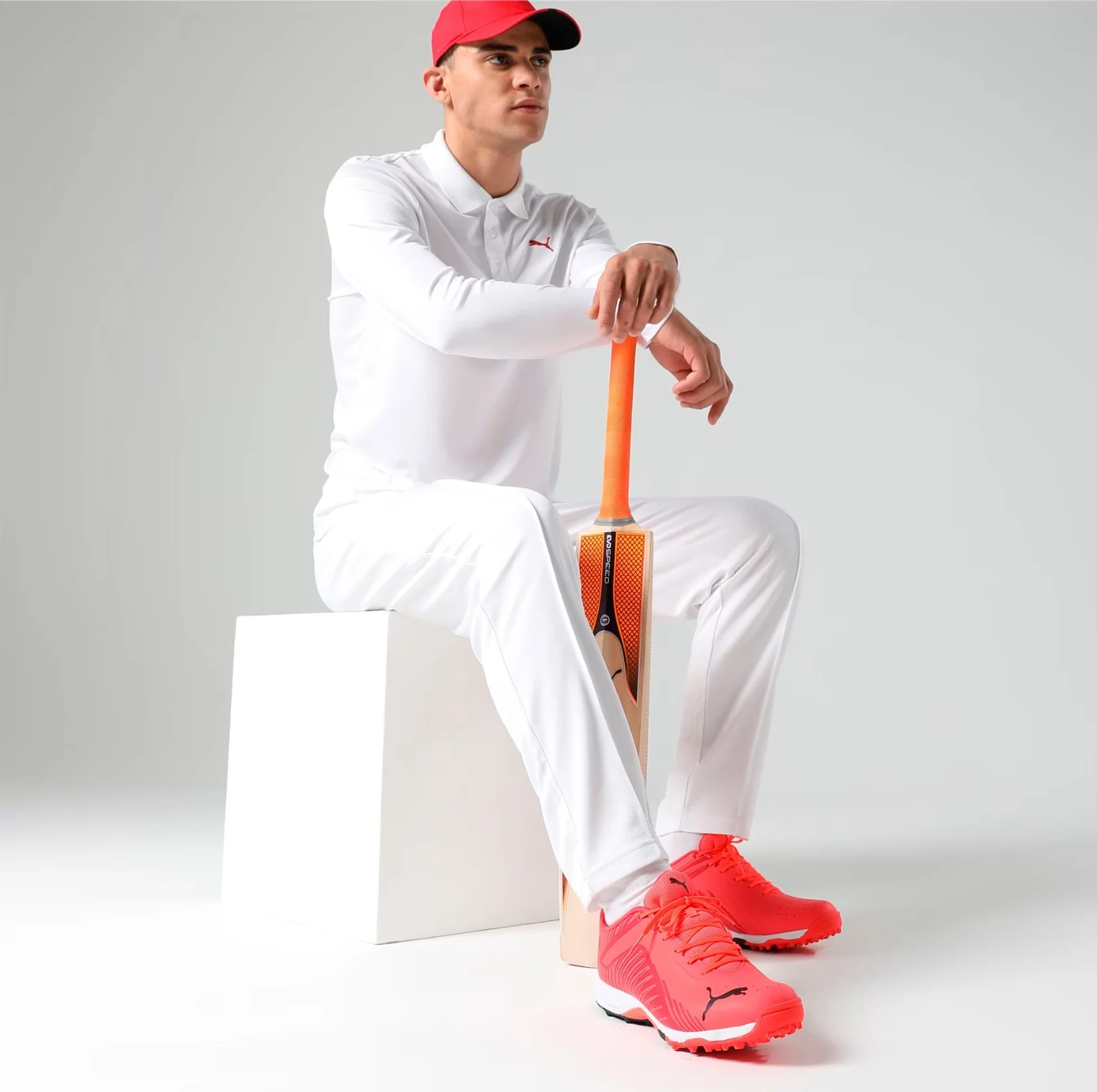 PUMA 22 FH Rubber Unisex Cricket Shoes (Fiery Coral-Puma Black-Poppy Red) - Image 6