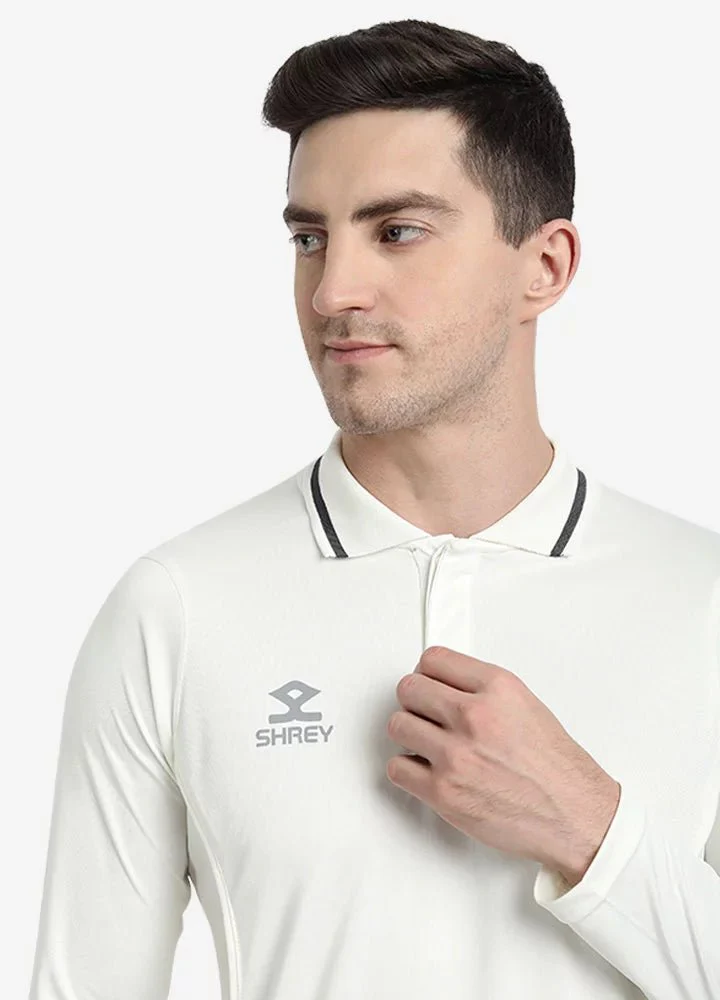 Shrey Premium Cricket Long Sleeve Shirt/Jersey (Cricket White) - Image 3